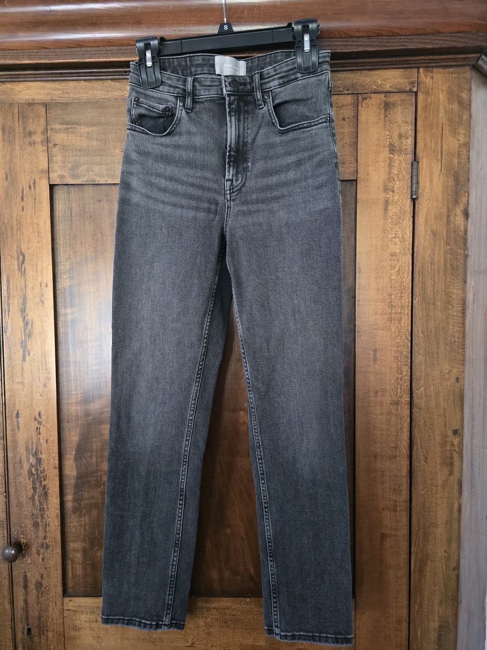 Everlane High Rise Straight Gray/black Jeans Size 27